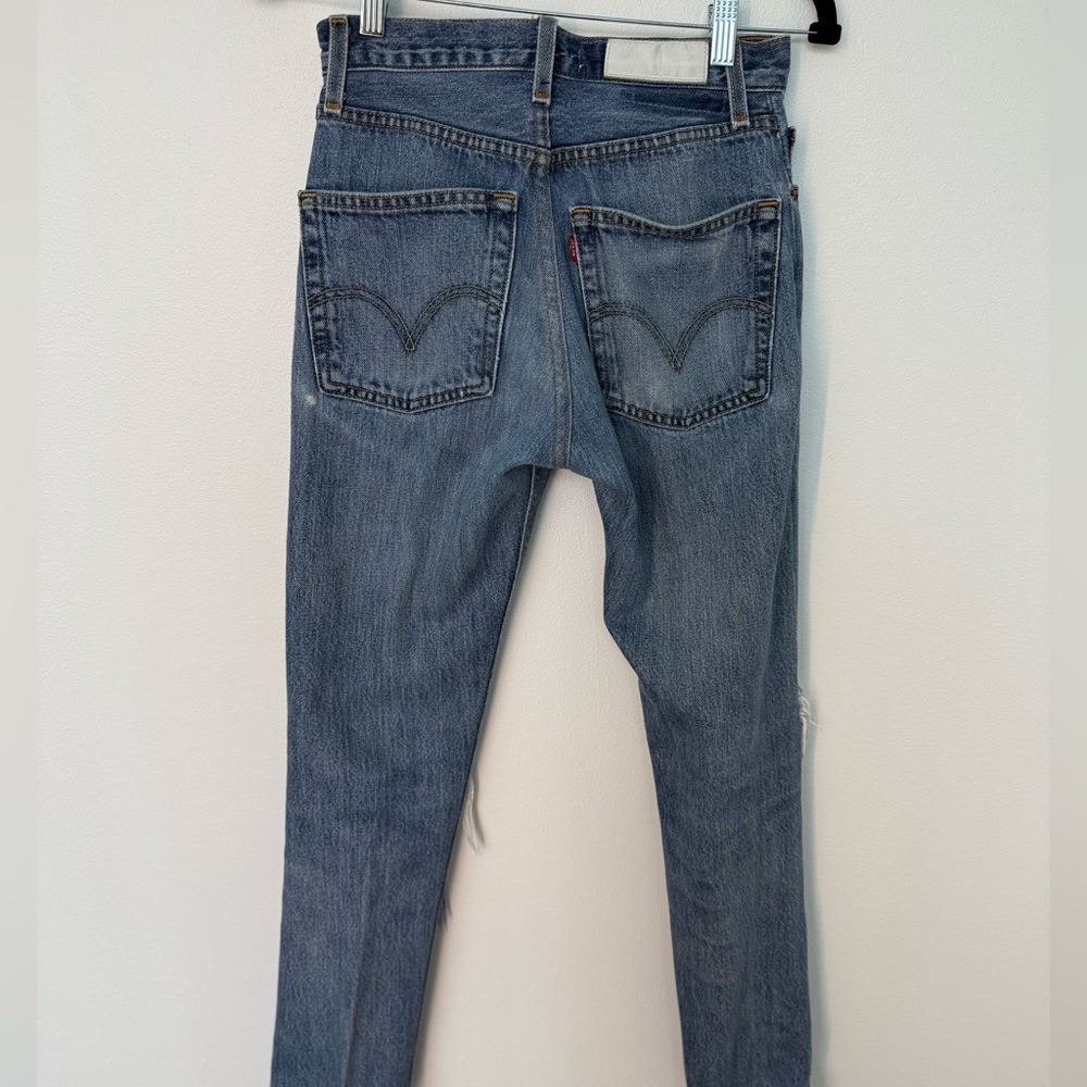 High Rise Distressed Blue Jeans - Picture 2 of 4